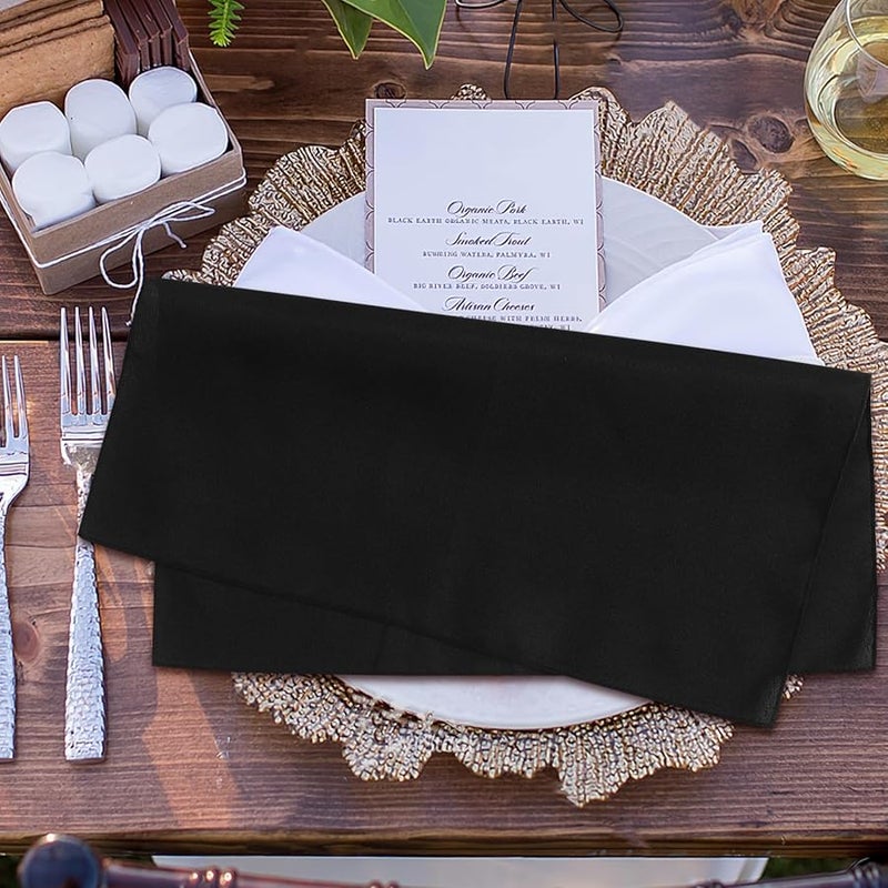 VICASKY 4 قطع مناديل عشاء سوداء من البوليستر مقاس 17 × 17 بوصة قابلة للغسل لحفلات الزفاف - Image 5